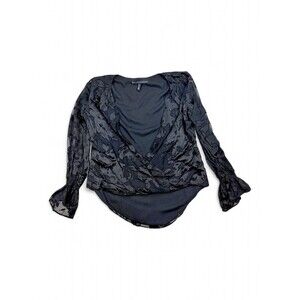 White House Black Market Lace Sheer V-Neck Blouse Sz 0